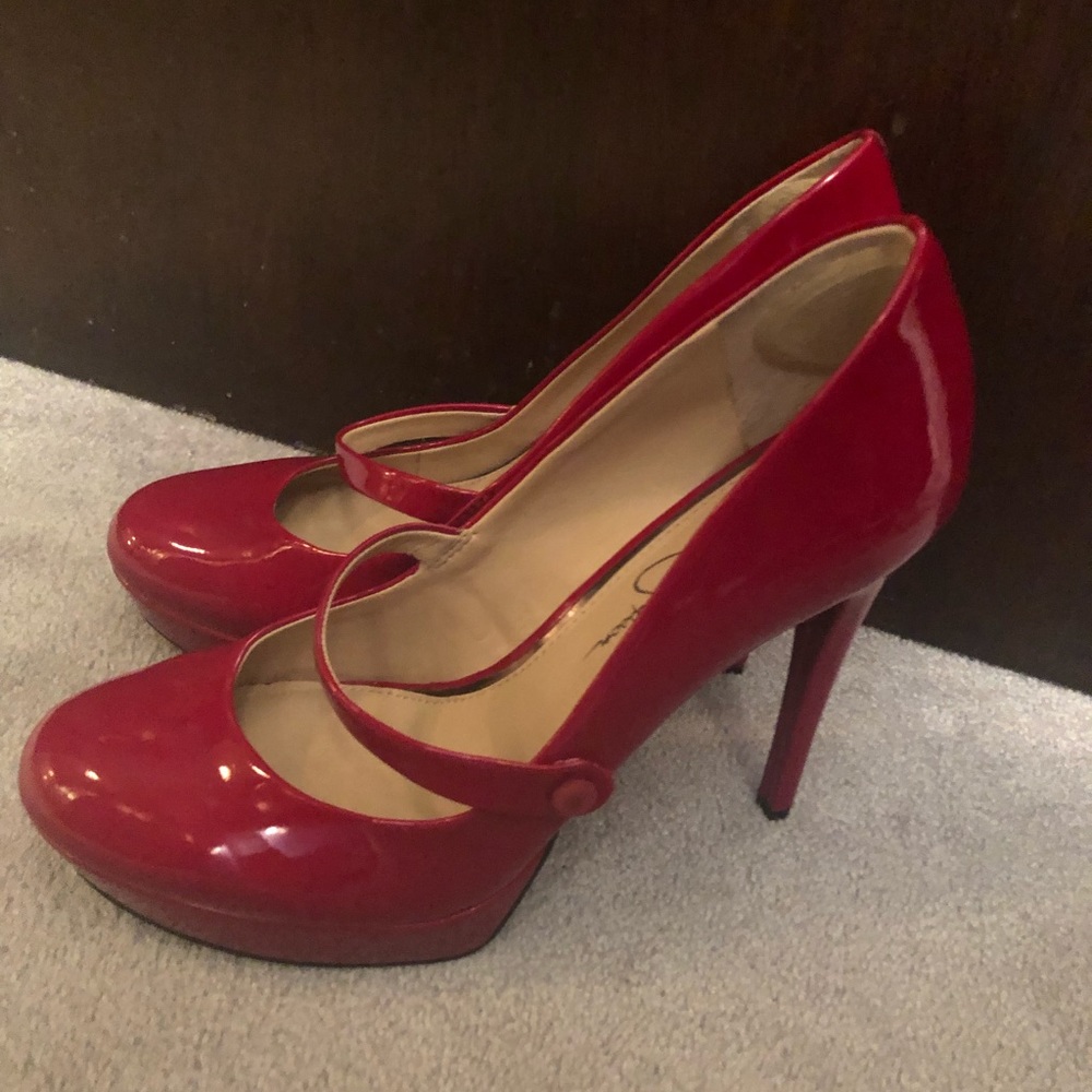 Jessica Simpson Red Patent Leather Platform Heels
